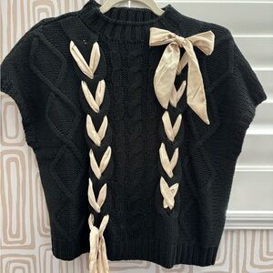 Vici Black Sweater with Cream Accents